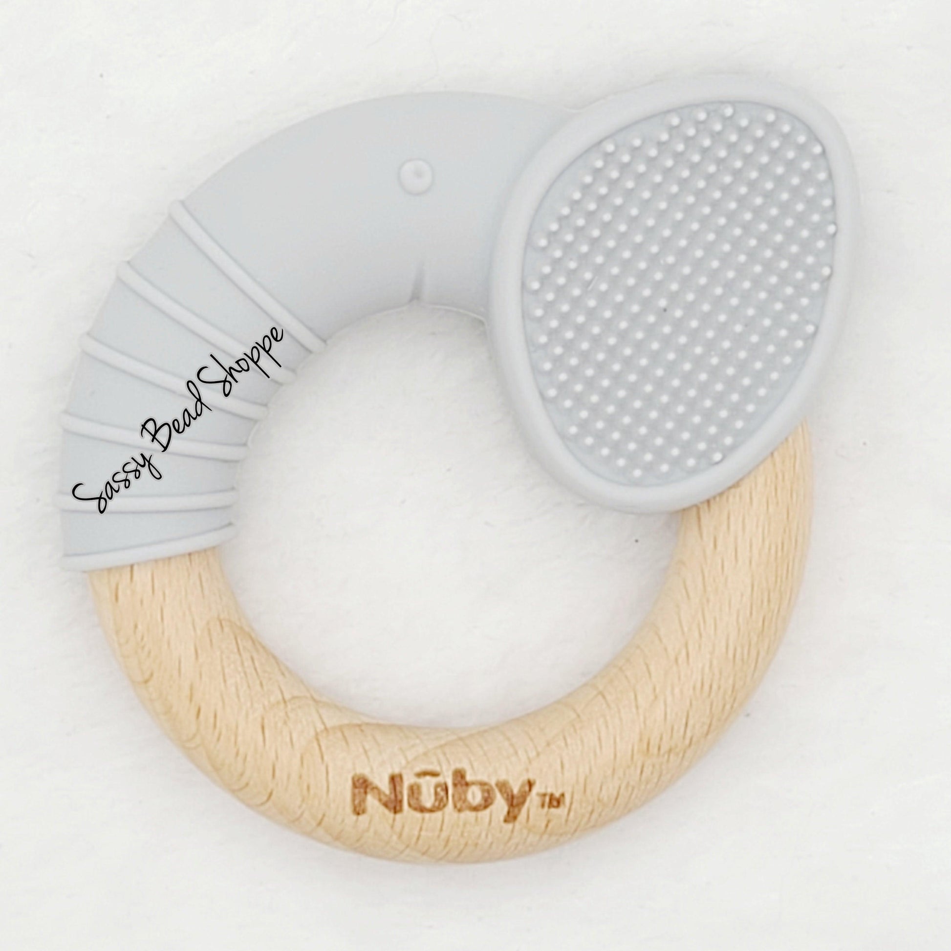 Gray Elephant Wood & Silicone Natural Teether - Sassy Bead Shoppe