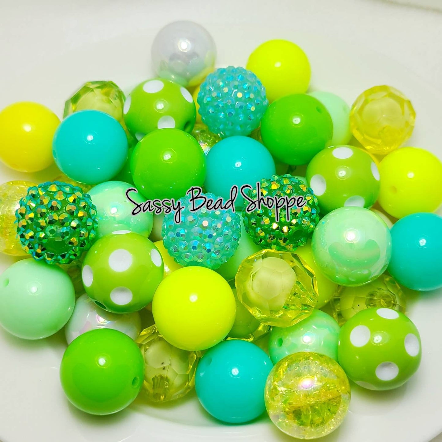 Kiwi Lime Squeeze Bubblegum Bead Mix