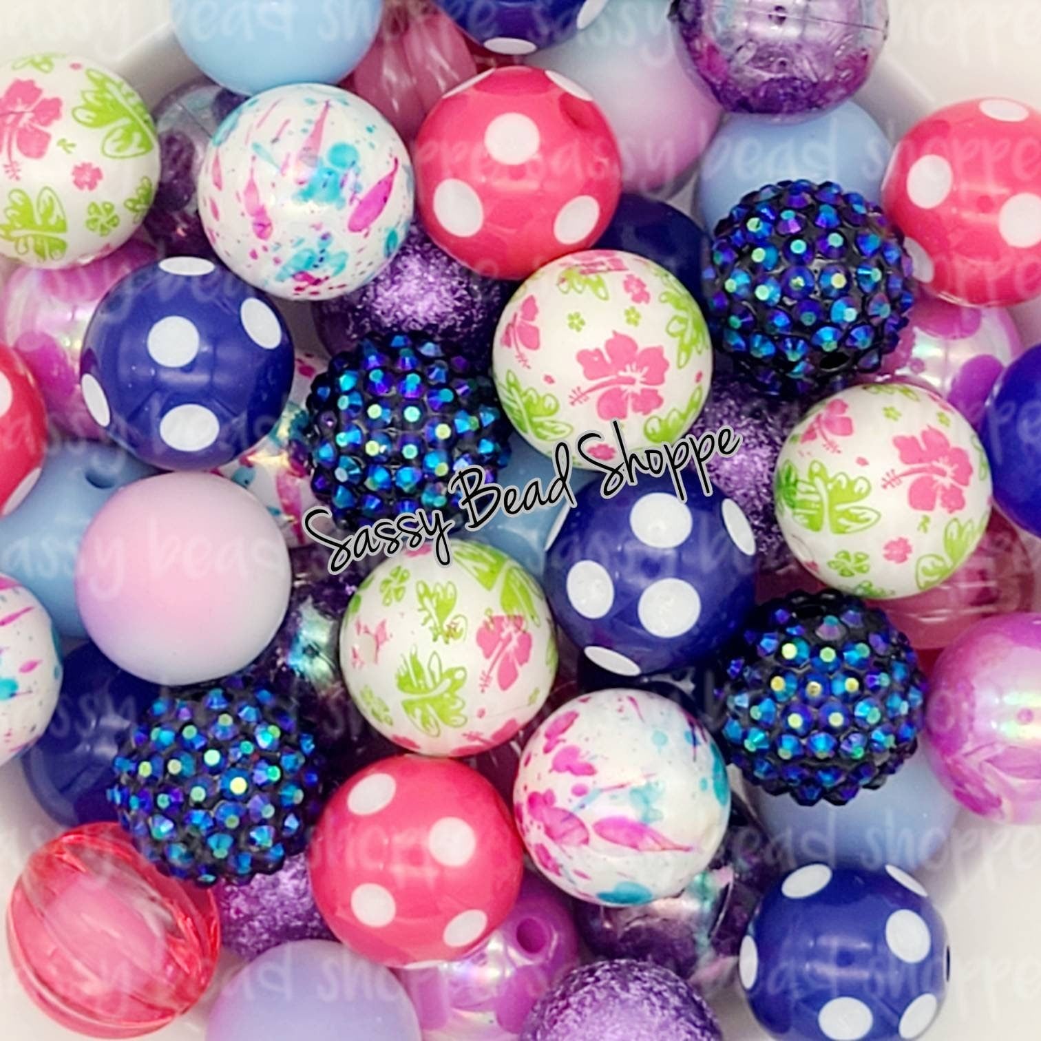 Stitch (2 Flower Beads) Bubblegum Bead Mix