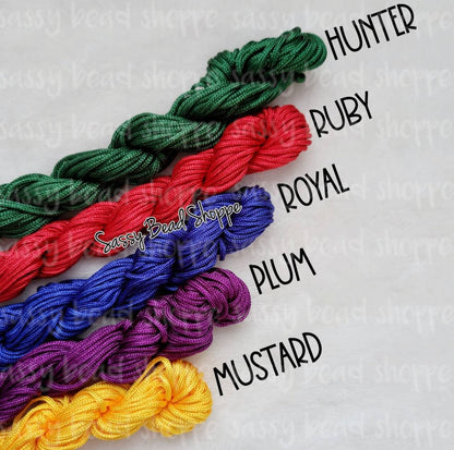 13 Yards of Nylon Cord, 2mm Multiple Darker Color Options