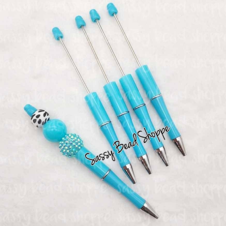 2 Turquoise DIY Beadable Pens ONLY