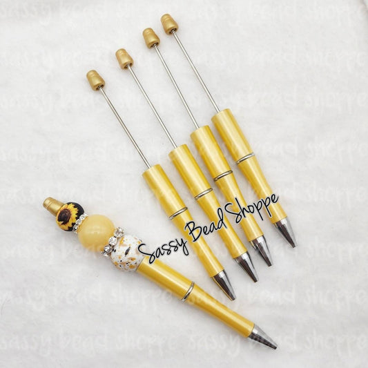 2 Sunflower Yellow DIY Beadable Pens ONLY
