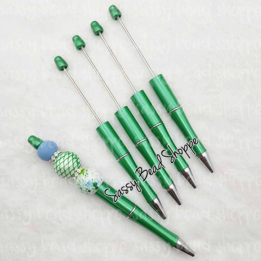 2 Green DIY Beadable Pens ONLY