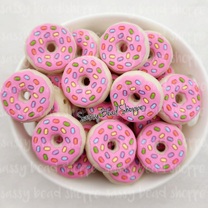 Pink Sprinkle Donut Focal Bead
