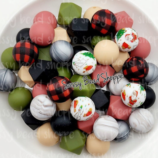Rustic Christmas Silicone Bead Mix