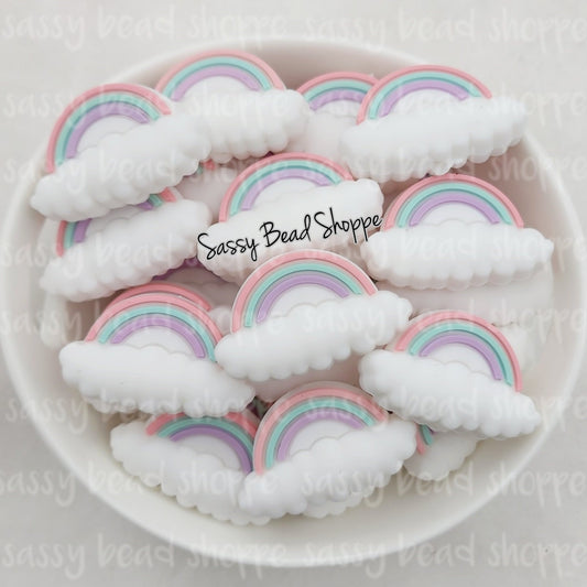 Rainbow Cloud Focal Bead, Pink Mint Lavender