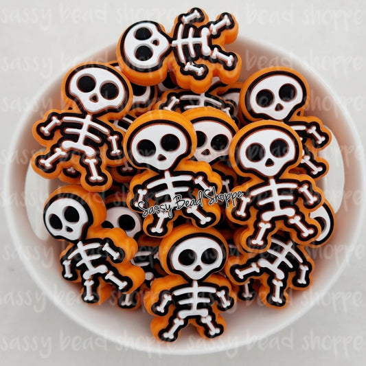 Orange Skeleton Focal Bead