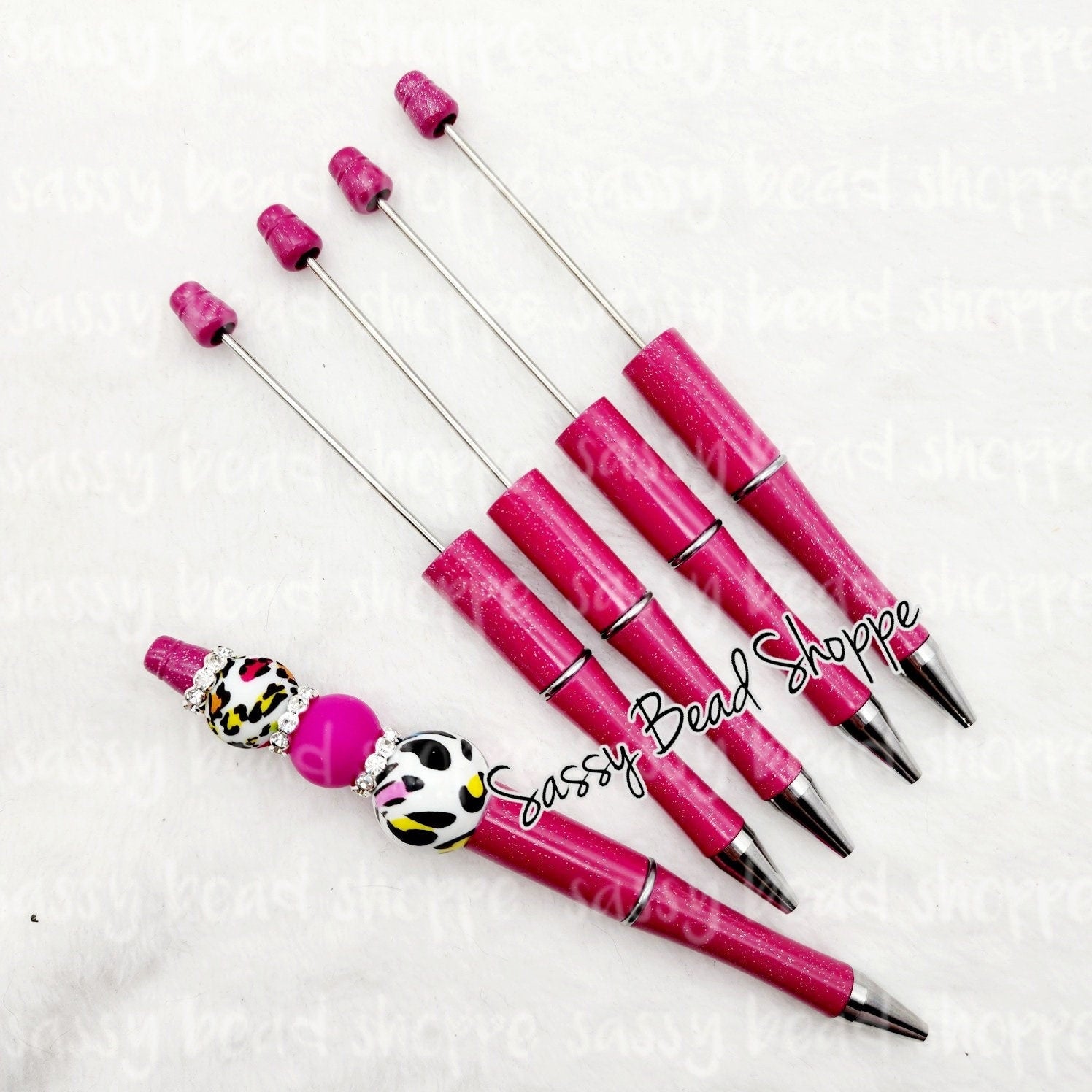 2 Pink DIY Beadable Pens ONLY