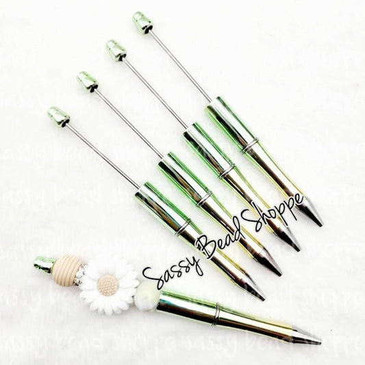 2 Metallic Ombre Green DIY Beadable Pens ONLY