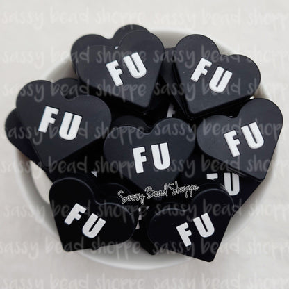FU Black Heart Beads