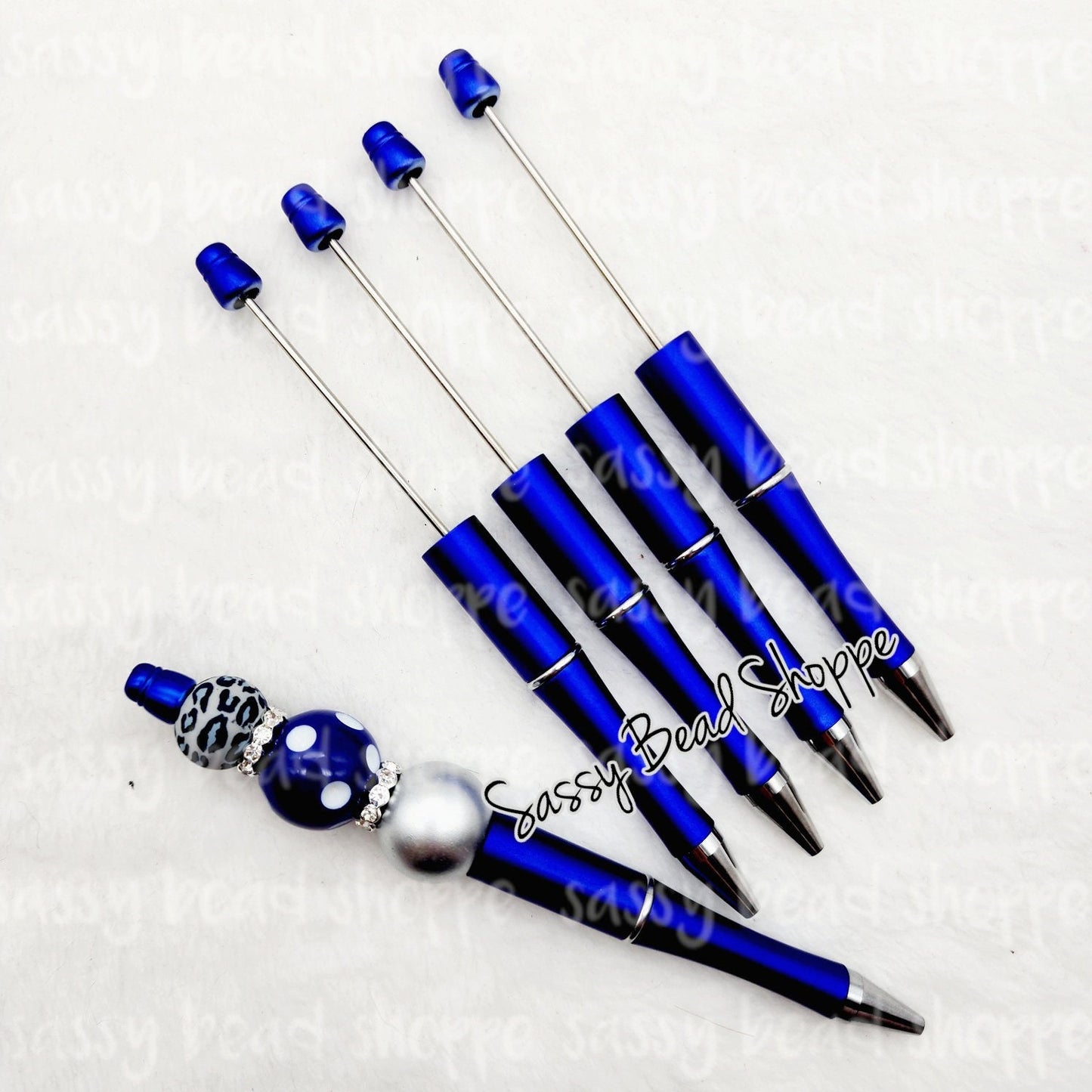 2 Royal Blue DIY Beadable Pens ONLY