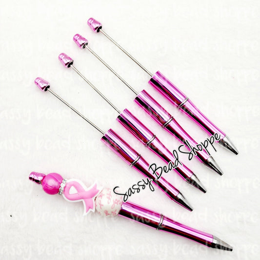 2 Metallic Pink DIY Beadable Pens ONLY