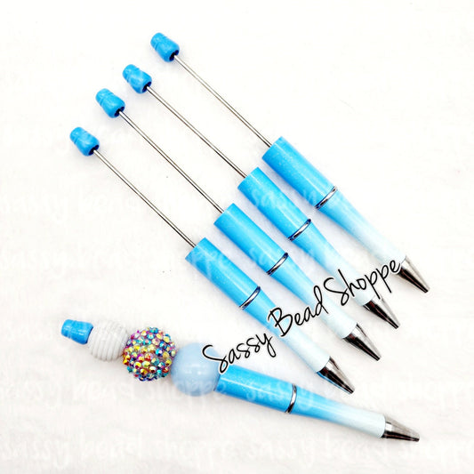 2 Ombre Blue DIY Beadable Pens ONLY