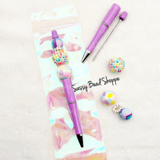 Hoppy Easter Beadable Pen Kit, Easter DIY Bubblegum Bead PLASTIC Pen Kit, Beadable Pens, Bubblegum Beads, Beaded Pens, Pen Beads