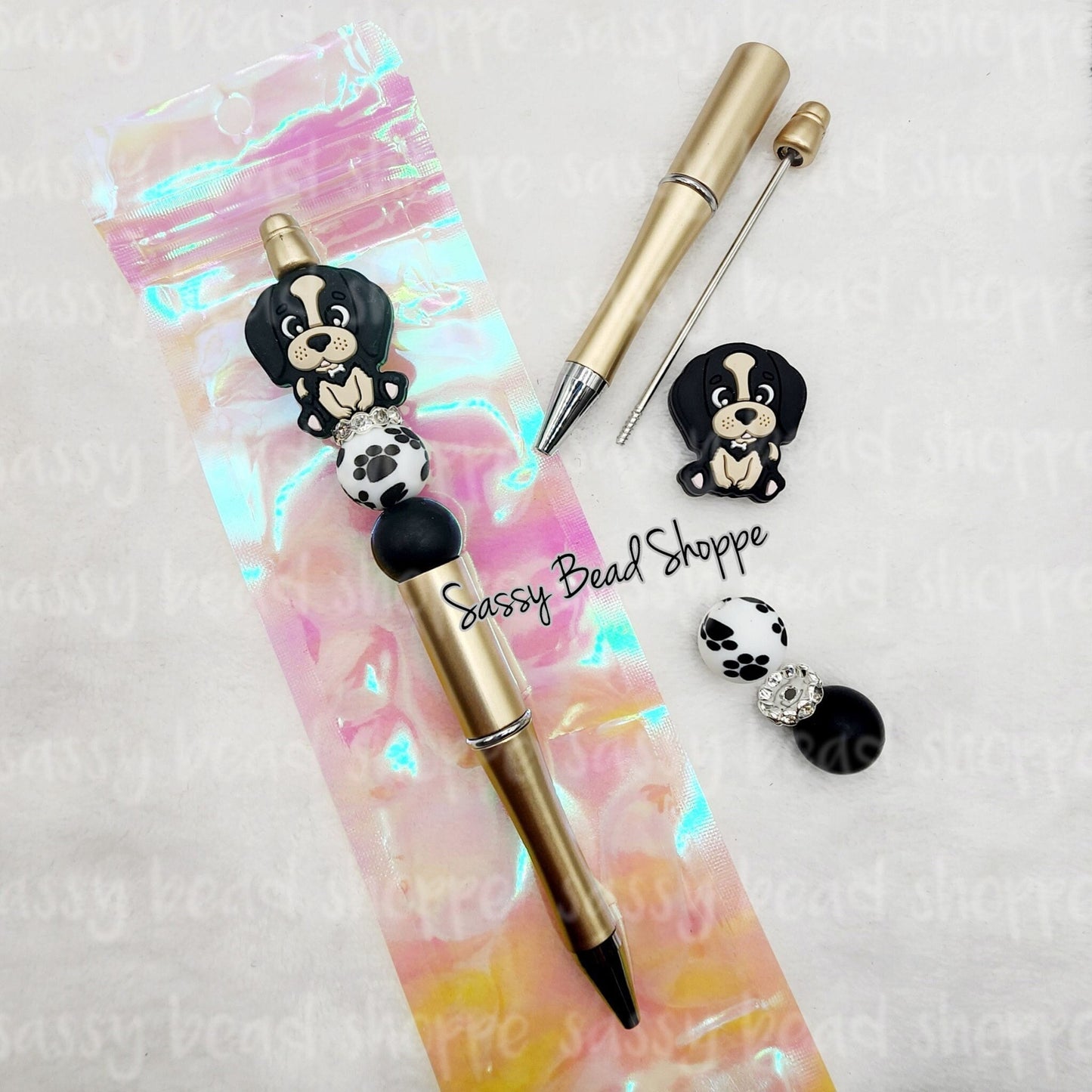 Puppy Tails Beadable Pen Kit, Dog Lovers DIY Bubblegum Bead PLASTIC Pen Kit, Puppies, Beadable Pens, Bubblegum Beads, Beaded Pens, Pen Beads