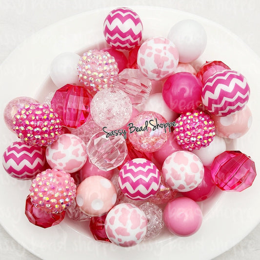 Strawberry Swirl Bubblegum Bead Mix
