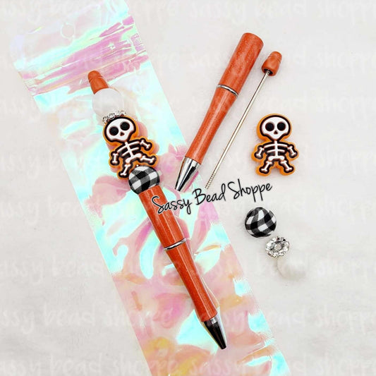 Spooky Night Beadable Pen Kit, DIY Bubblegum Bead PLASTIC Pen Kit, Beadable Pens, Bubblegum Beads, Beaded Pens, Pen Beads, Focal Beads