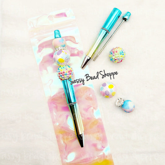 Easter Spring Fling Beadable Pen Kit, Easter DIY Bubblegum Bead PLASTIC Pen Kit, Beadable Pens, Bubblegum Beads, Beaded Pens, Pen Beads