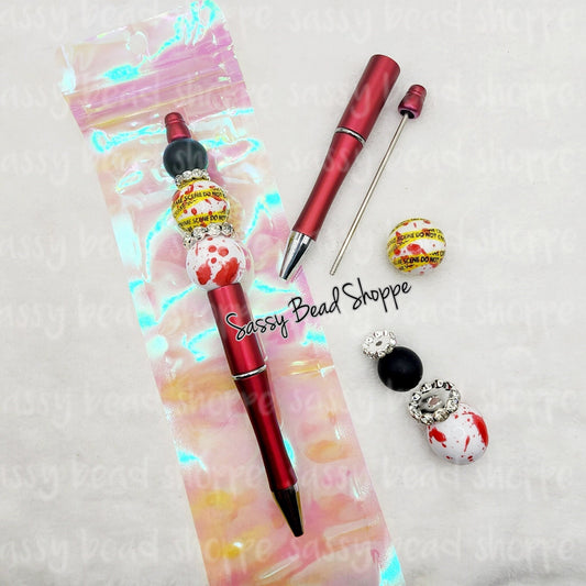 True Crime Beadable Pen Kit, DIY Bubblegum Bead PLASTIC Pen Kit, Beadable Pens, Bubblegum Beads, Beaded Pens, Pen Beads, Beads for Pens
