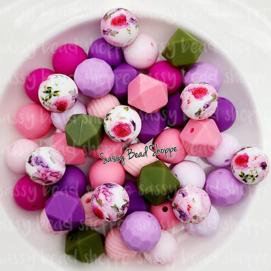 Rose Petal Silicone Bead Mix