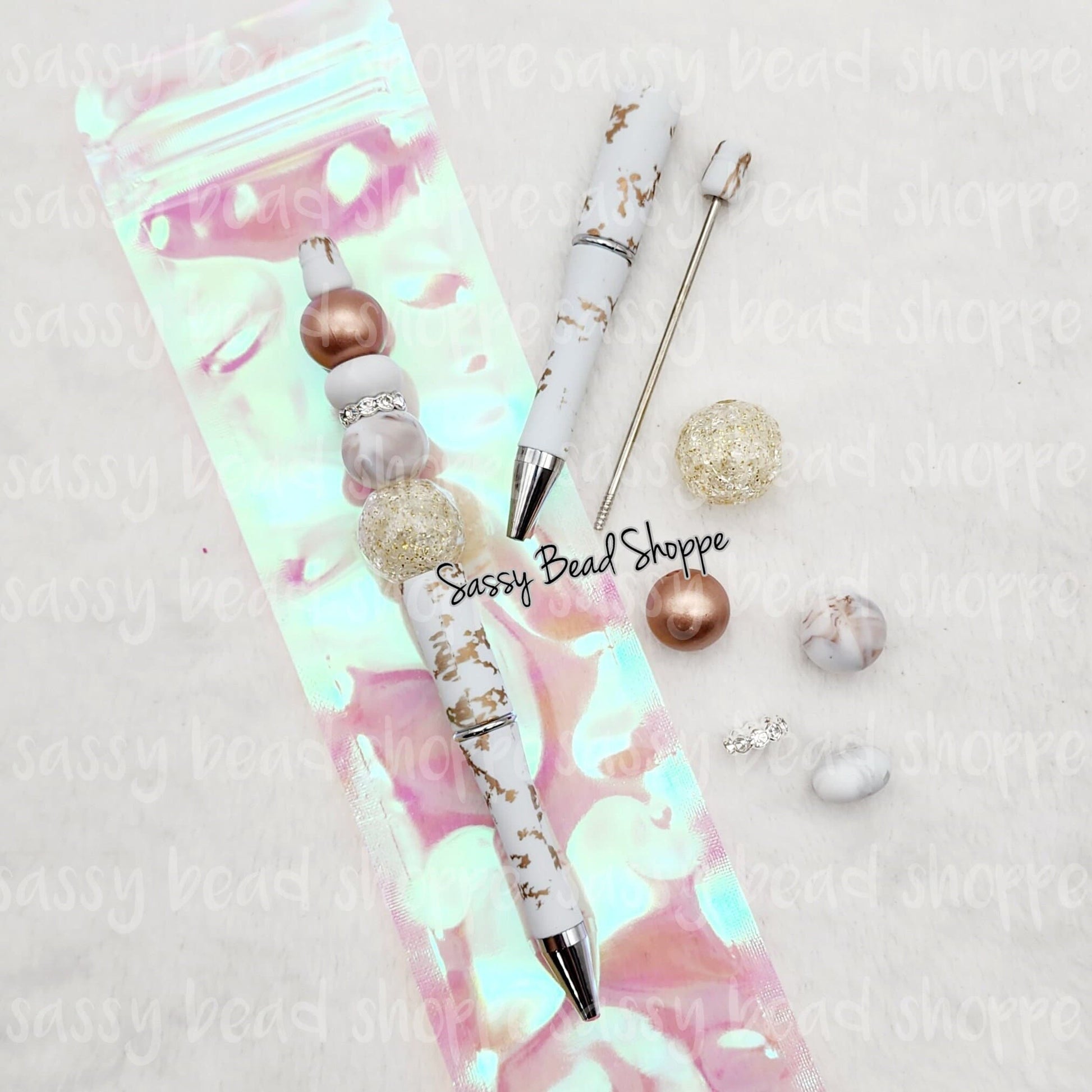 Rose Glam Beadable Pen Kit, Flower DIY Bubblegum Bead PLASTIC Pen Kit, Beadable Pens, Bubblegum Beads, Beaded Pens, Pen Beads, Focal Beads