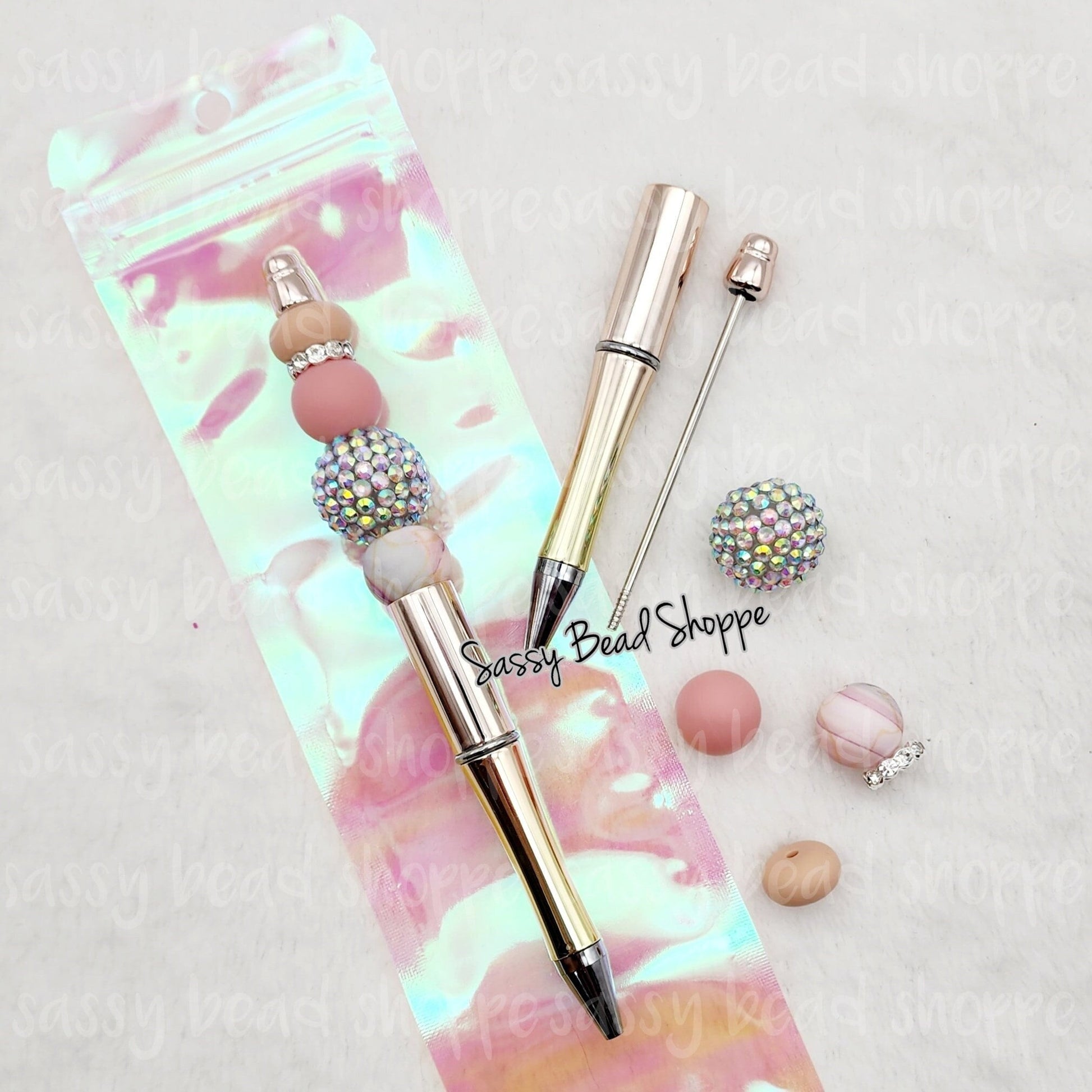 Glamorous Beadable Pen Kit, Flower DIY Bubblegum Bead PLASTIC Pen Kit, Beadable Pens, Bubblegum Beads, Beaded Pens, Pen Beads, Focal Bead