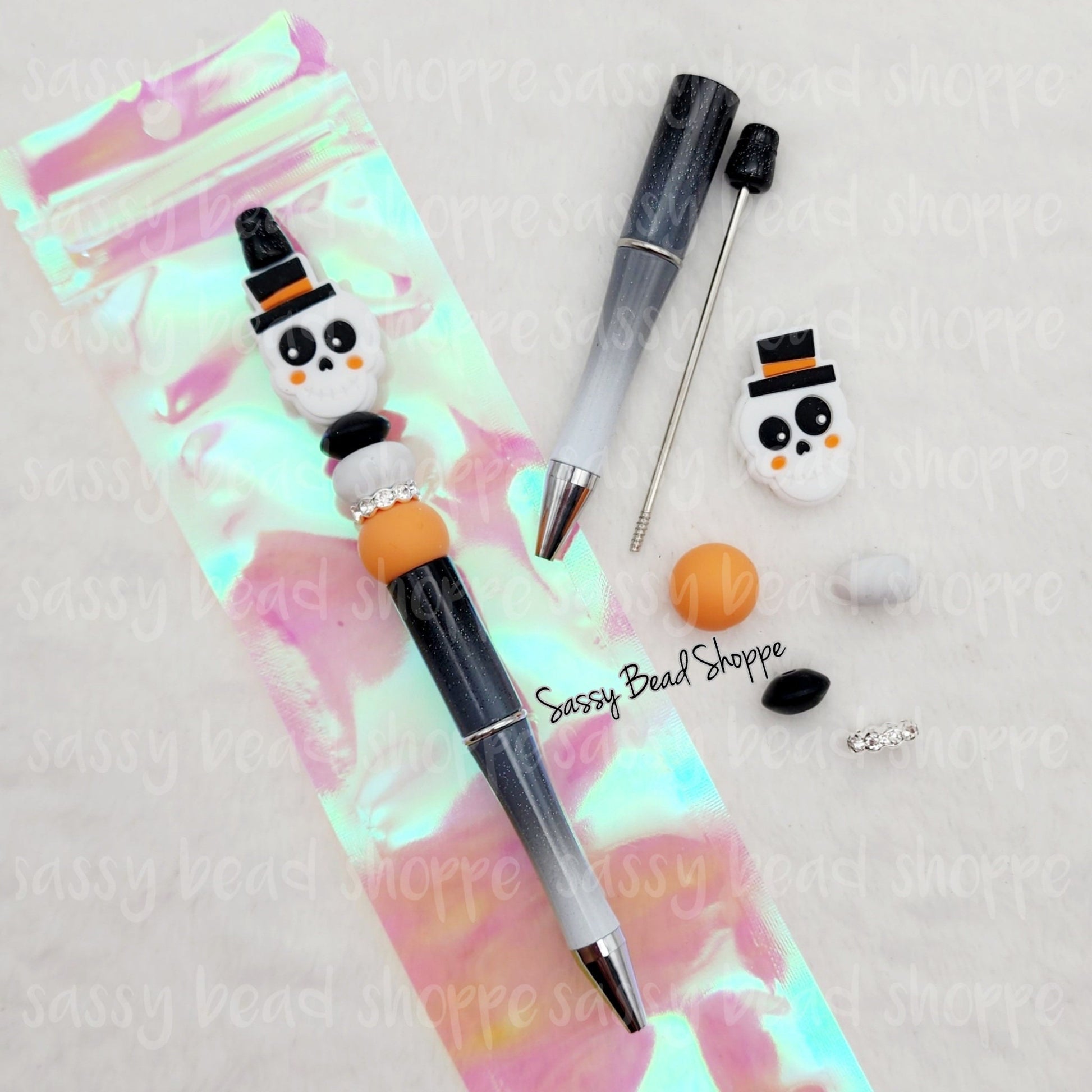 Boo Beadable Pen Kit, DIY Bubblegum Bead PLASTIC Pen Kit, Beadable Pens, Bubblegum Beads, Beaded Pens, Pen Beads, Focal Beads