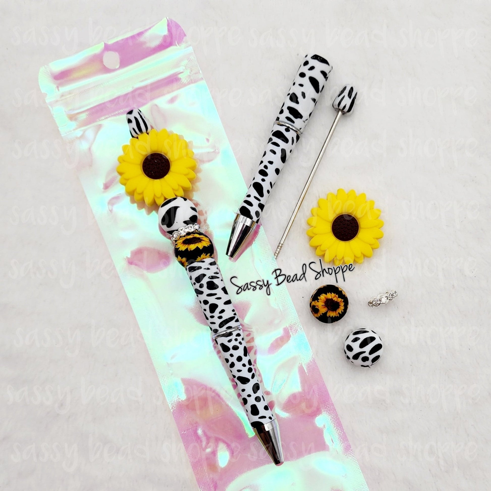 Sunflower Lane Beadable Pen Kit, Flower DIY Bubblegum Bead PLASTIC Pen Kit, Beadable Pens, Bubblegum Beads, Beaded Pens, Pen Beads, Focal