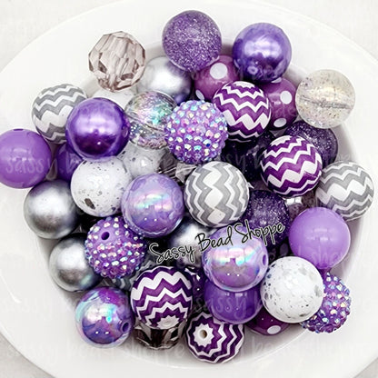 Winter Love20mm Bubblegum Beads Set of 24, M&M Bubbles, Purple Bubble Gum Beads, Chunky Beads, Keychain, Beadable Pen, Bubblegum Bead Mix