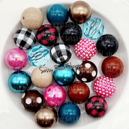 Cozy Girl 20mm Bubblegum Beads Set of 24, M&M Bubbles Bubble Gum Beads, Chunky Beads, Bead Mix, Beadable Pen, Beaded Keychain, Lanyard