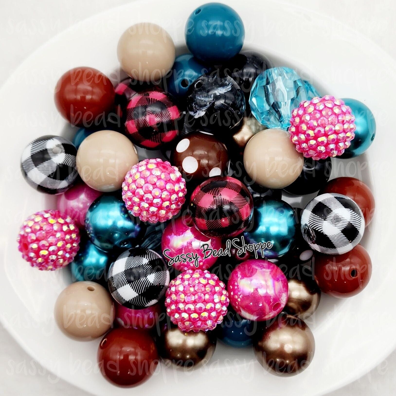 Cozy Girl 20mm Bubblegum Beads Set of 24, M&M Bubbles Bubble Gum Beads, Chunky Beads, Bead Mix, Beadable Pen, Beaded Keychain, Lanyard
