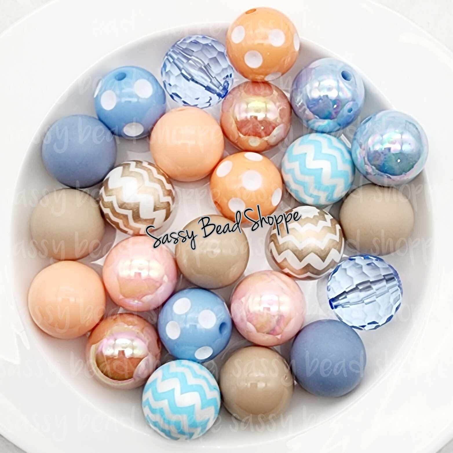 Denim Diva 20mm Bubblegum Beads Set of 24, M&M Bubbles, Bubble Gum Beads, Chunky Beads, Beadable Pen, Beaded Keychain, Wristlet, Lanyard