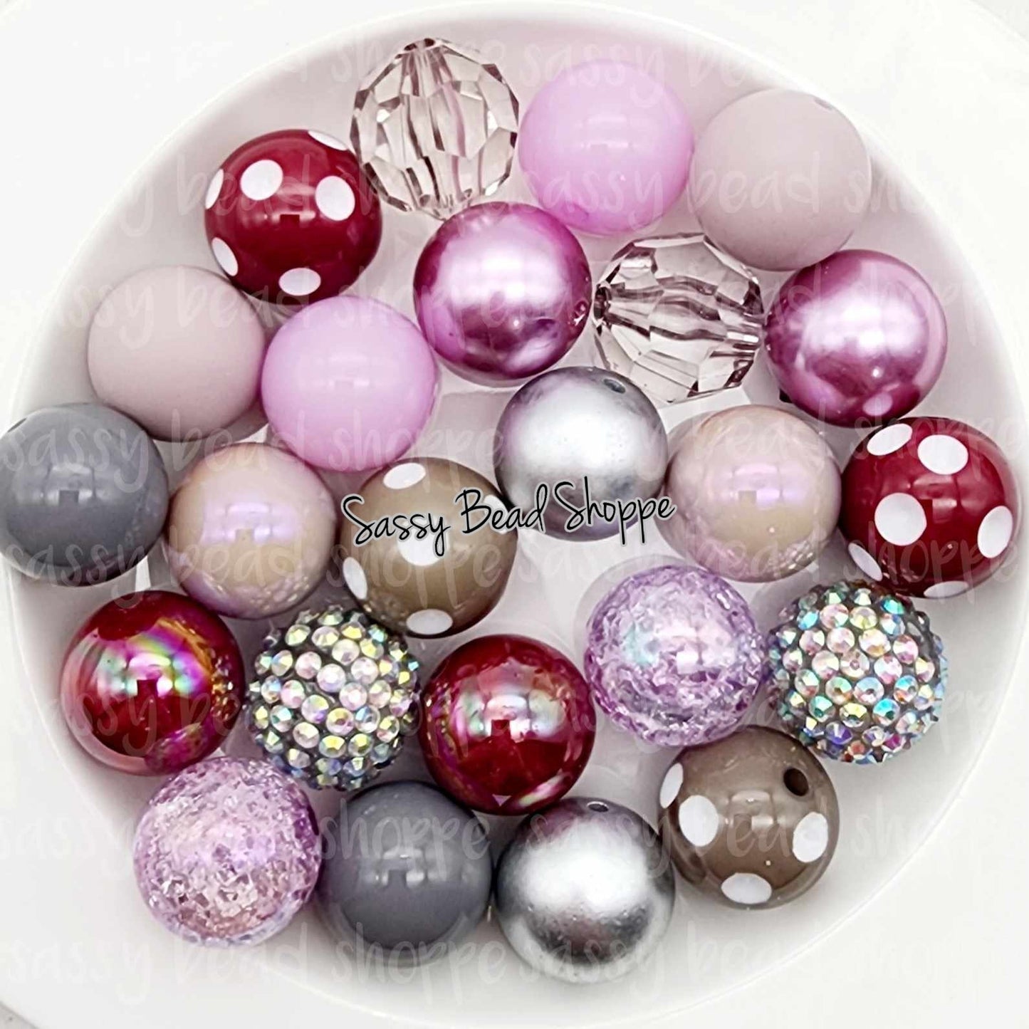Pomegranate Bliss 20mm Bubblegum Beads Set of 24, M&M Bubbles, Bubble Gum Beads, Chunky Beads, Beadable Pen Beaded Keychain Wristlet Lanyard
