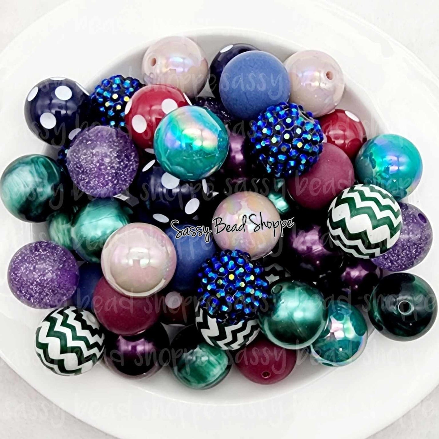 Midnight Delight 20mm Bubblegum Beads Set of 24, M&M Bubbles, Bubble Gum Beads, Chunky Beads, Beadable Pen, Beaded Keychain Wristlet Lanyard