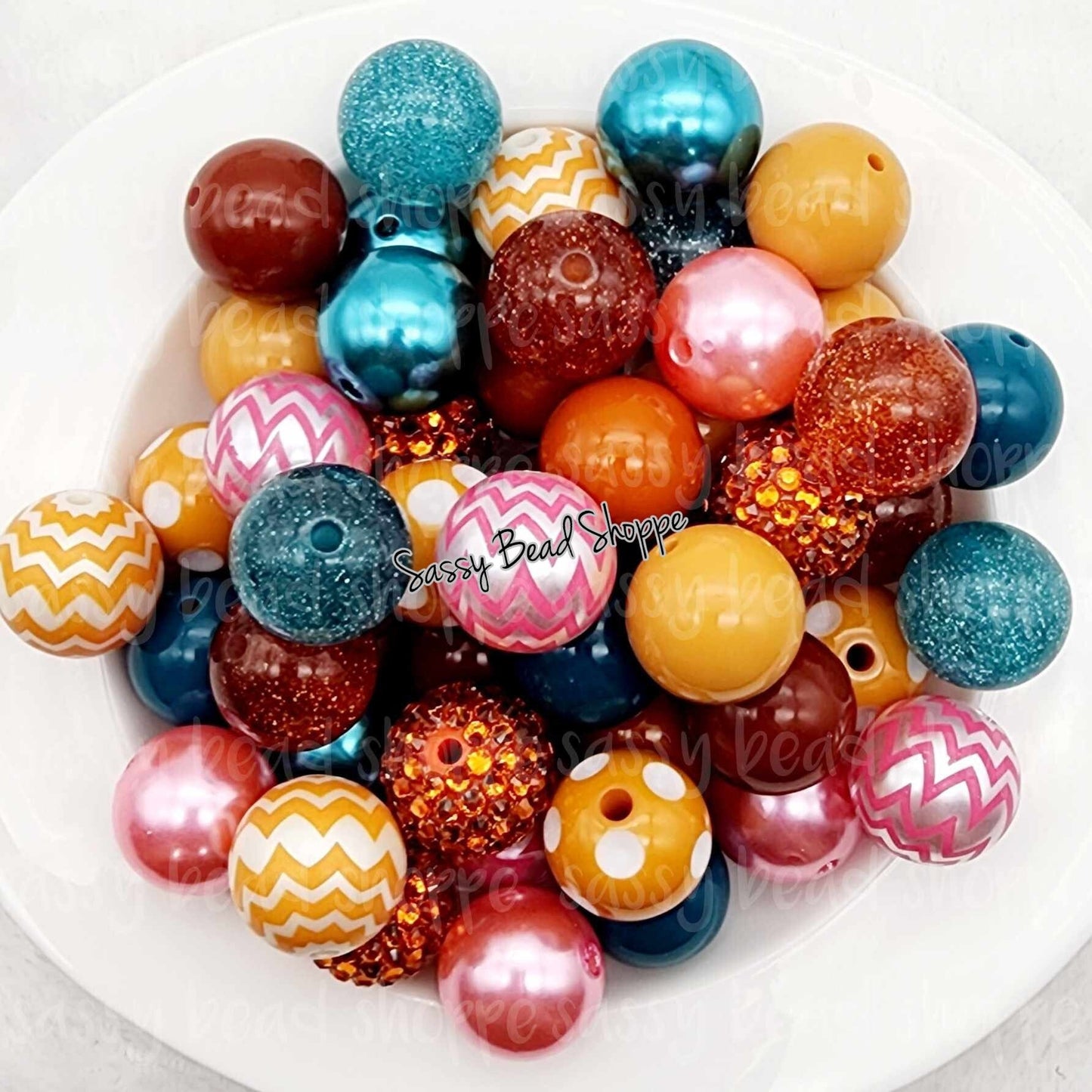 Honeycrisp 20mm Bubblegum Beads Set of 24, M&M Bubbles, Bubble Gum Beads, Chunky Beads, Beadable Pen, Beaded Keychain, Wristlet, Lanyard
