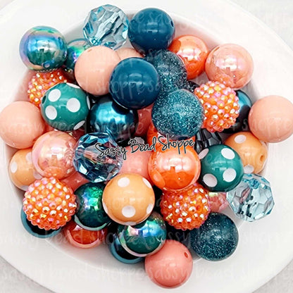 Island Dream 20mm Bubblegum Beads Set of 24, M&M Bubbles, Bubble Gum Beads, Chunky Beads, Beadable Pen, Beaded Keychain, Wristlet, Lanyard