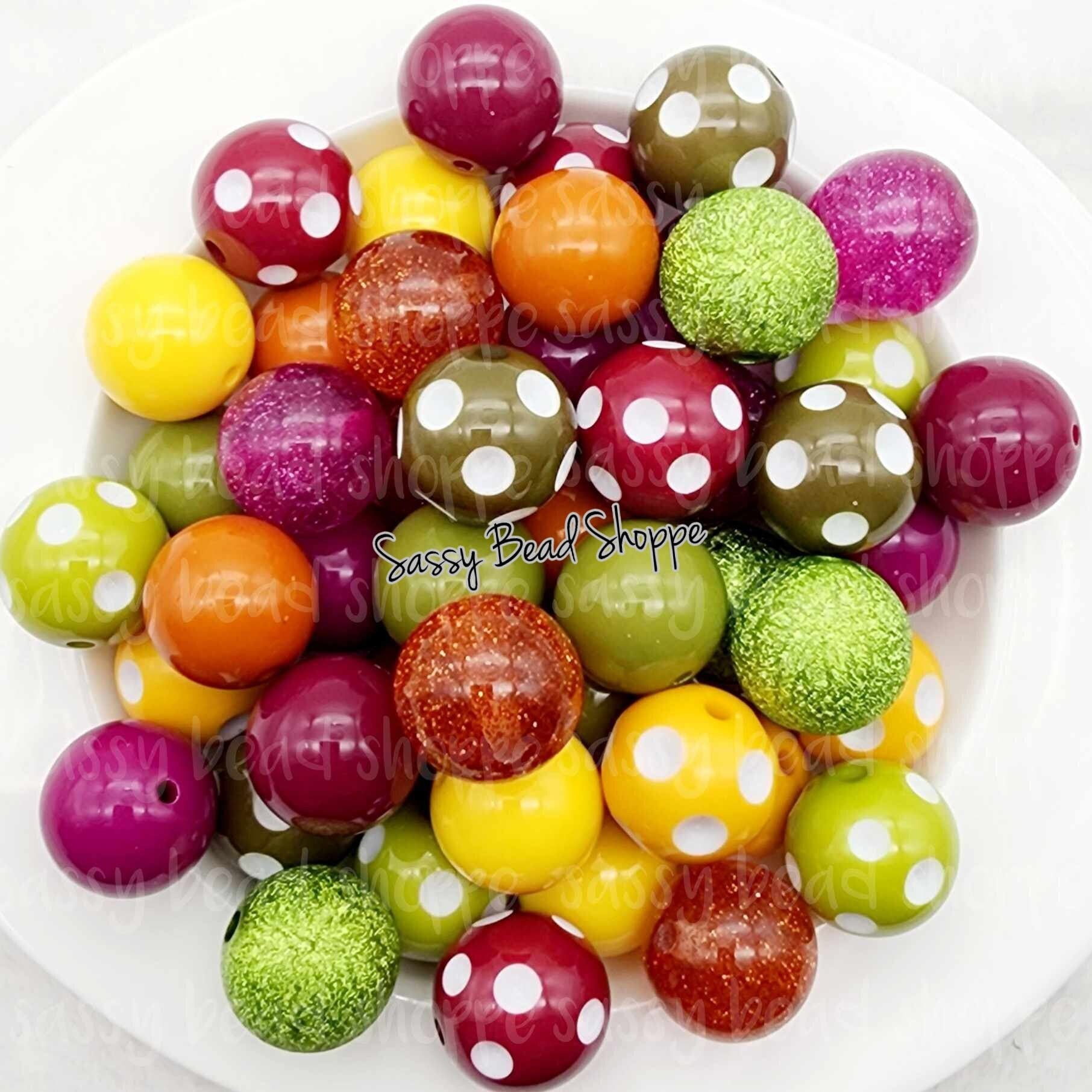 Color Me Autumn 20mm Bubblegum Beads Set of 24, M&M Bubbles, Bubble Gum Beads, Chunky Beads, Beadable Pen, Beaded Keychain, Wristlet Lanyard