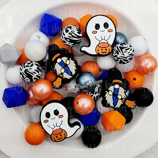 Happy Ghoul Silicone Bead Mix, Set of 26, Bulk Mix Silicone Beads, Beads for Pens, Silicone Beads, Beads for Wristlet, Keychain, Lanyard