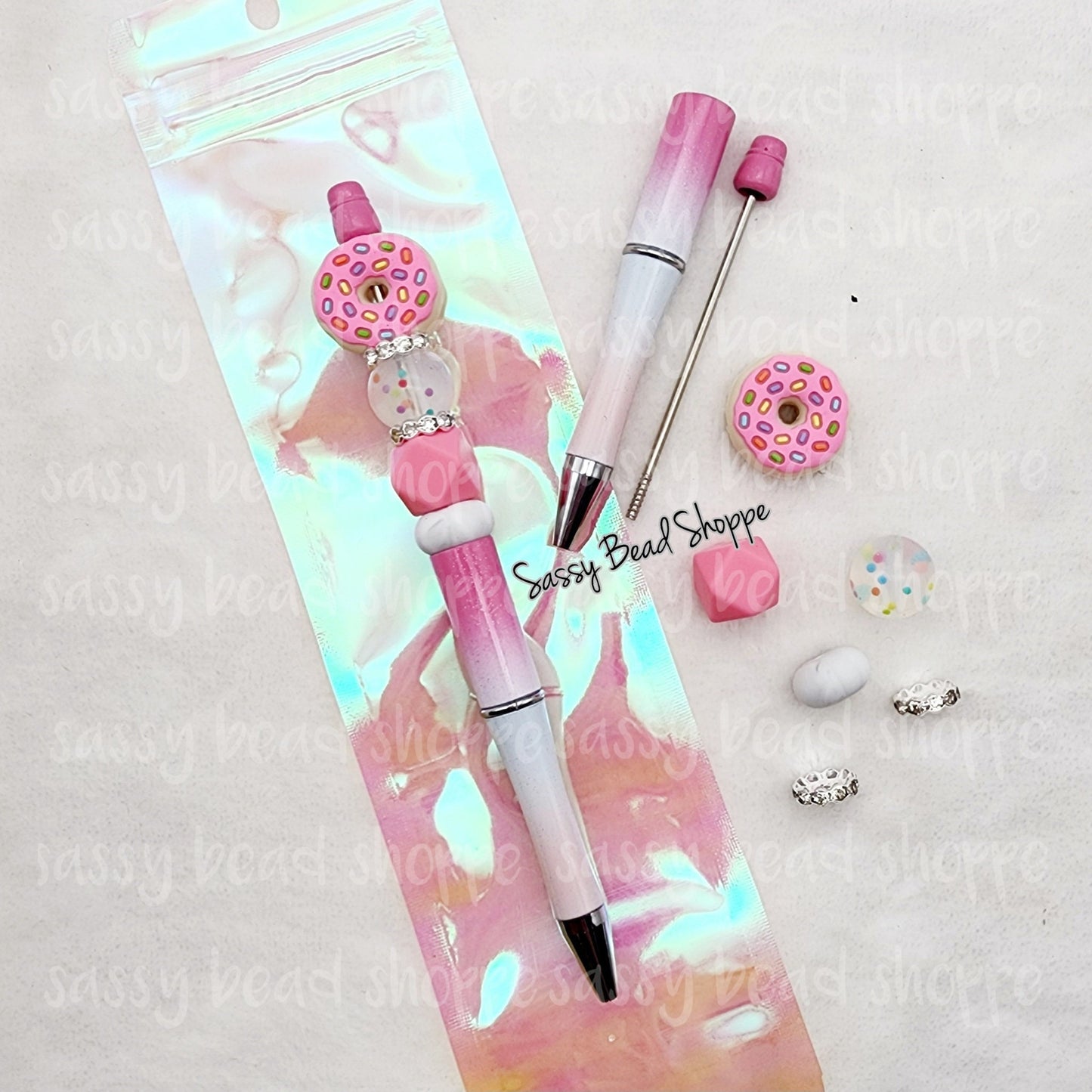 Donut Life Beadable Pen Kit, Doughnut DIY Bubblegum Bead PLASTIC Pen Kit, Beadable Pens, Bubblegum Beads, Beaded Pens, Pen Beads Focal