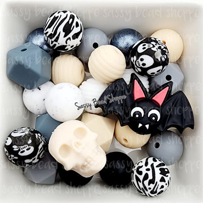 Dark Knight Silicone Bead Mix, Set of 26, Bulk Mix of Silicone Beads, Beads for Pens, Silicone Beads, Wristlet, Keychain, Lanyard Focal Bead