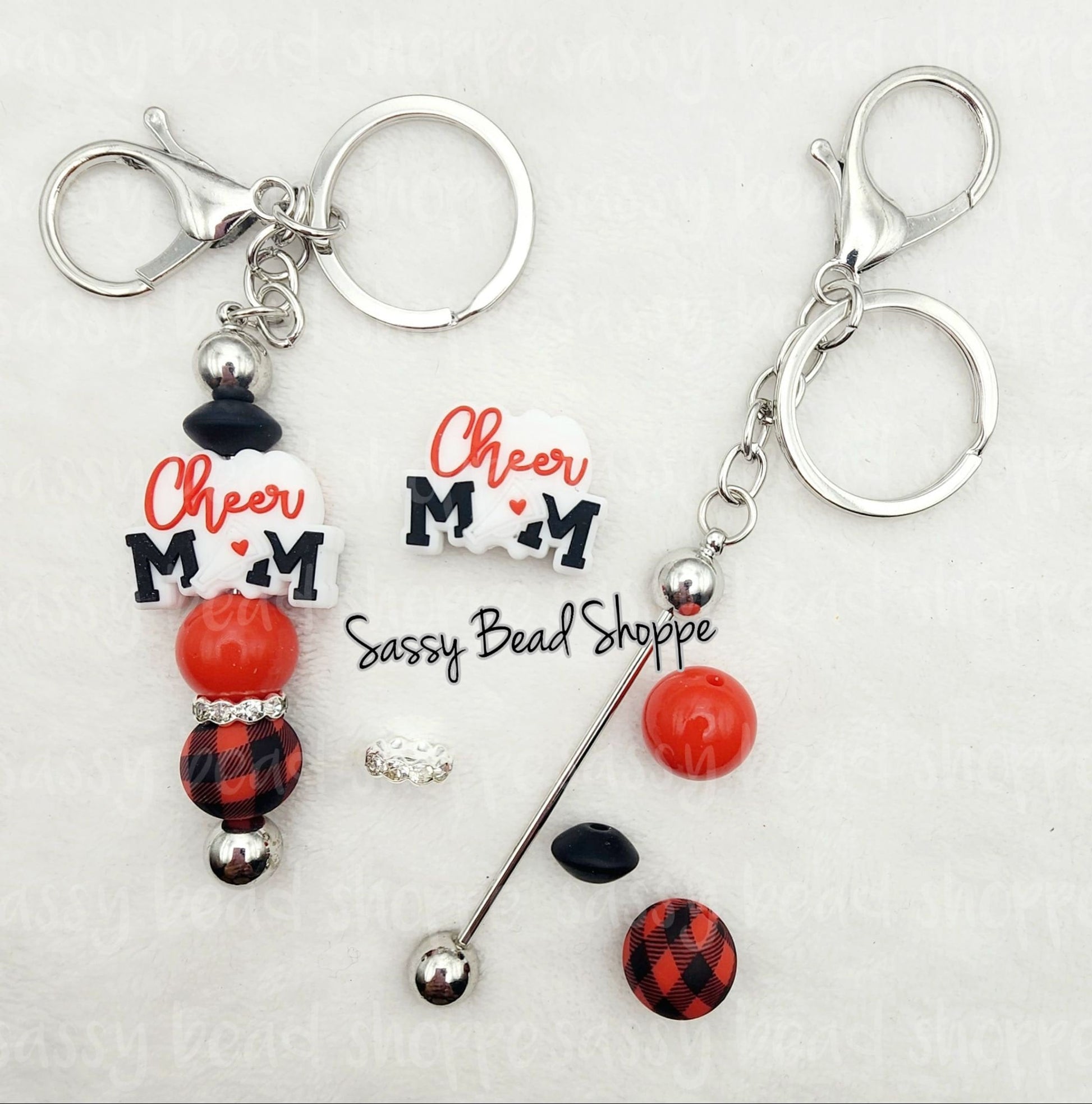 Cheerful Mom Keychain Kit, Beadable Key Chain, Beaded Keychain, Focal Beads, Bubblegum Beads, Silicone Beads