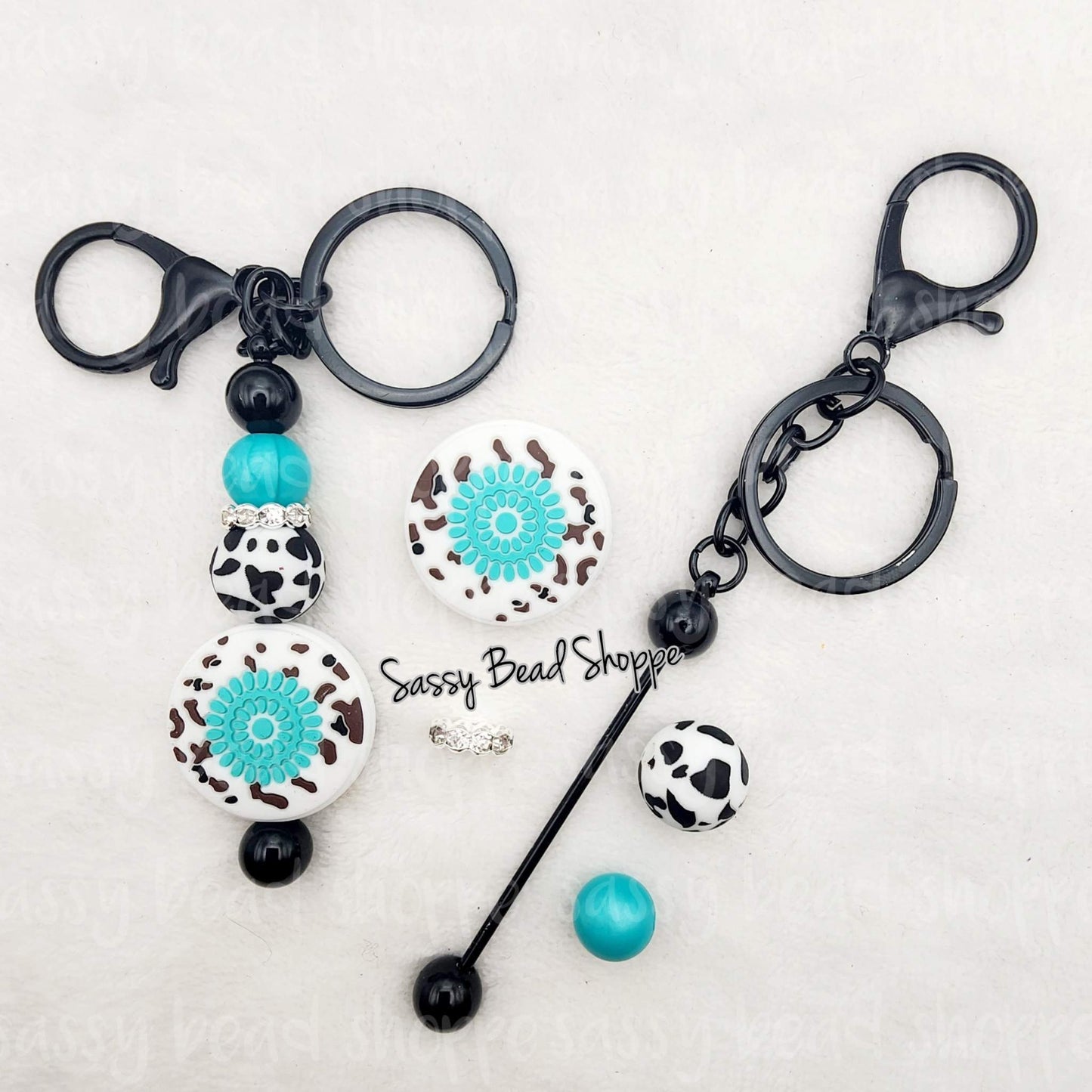 Delightful Gem Keychain Kit, Beadable Key Chain, Beaded Keychain, Focal Beads, Bubblegum Beads, Silicone Beads