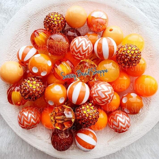 Obviously Orange 20mm Bubblegum Beads Set of 24, M&M Bubbles, Orange Bubble Gum Beads, Chunky Beads, Bubblegum Bead Mix, Beads in Bulk