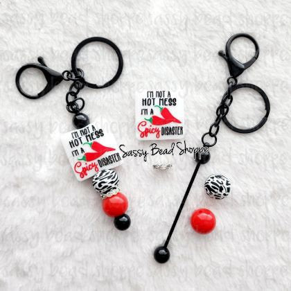 Feeling Spicy Keychain Kit, Beadable Key Chain, Beaded Keychain, Focal Beads, Bubblegum Beads, Silicone Beads