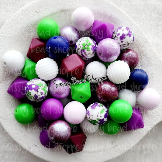 Grapevine Silicone Bead Mix, Round, Set of 24, Bulk Mix of Silicone Beads, Silicone Beads, Beads for Pens, Wristlets, Keychain