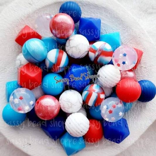 Bing Bang Boom Silicone Bead Mix, Round, Set of 24, Bulk Mix of Silicone Beads, Silicone Beads, Beads for Pens, Wristlets, Keychain