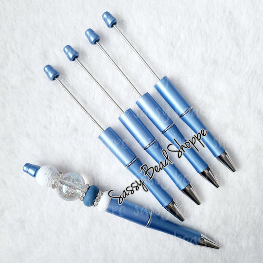 2 Steel Blue DIY Beadable Pens ONLY