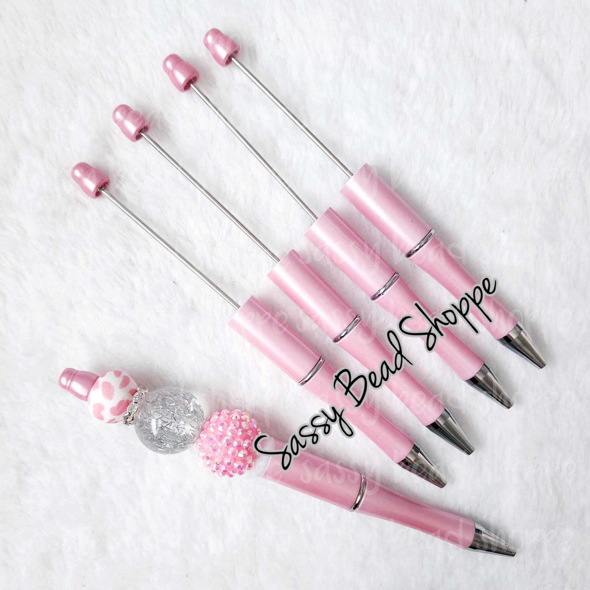 2 Steel Pink DIY Beadable Pens ONLY