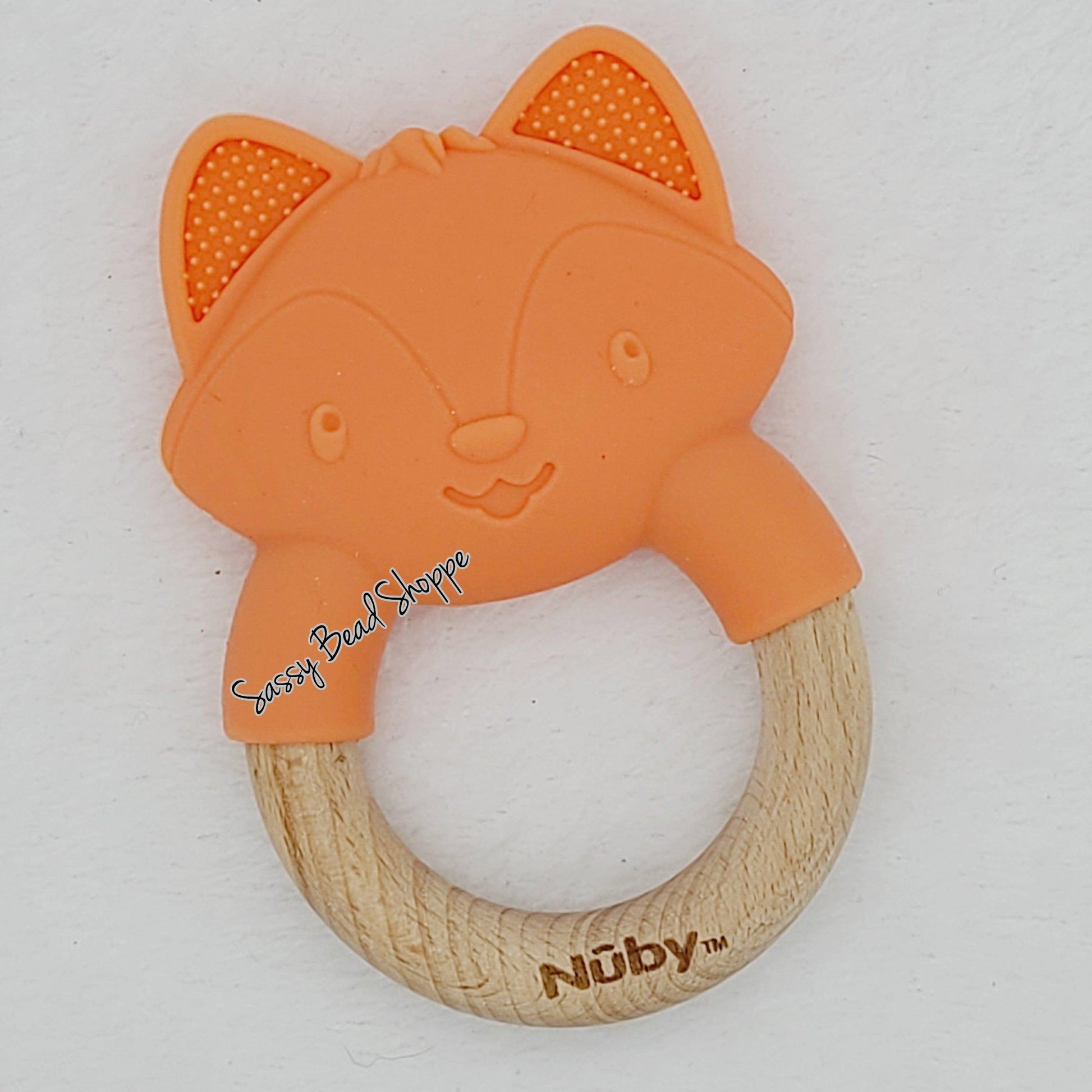 Nuby's Orange Fox Wood & Silicone Natural Teether - Sassy Bead Shoppe