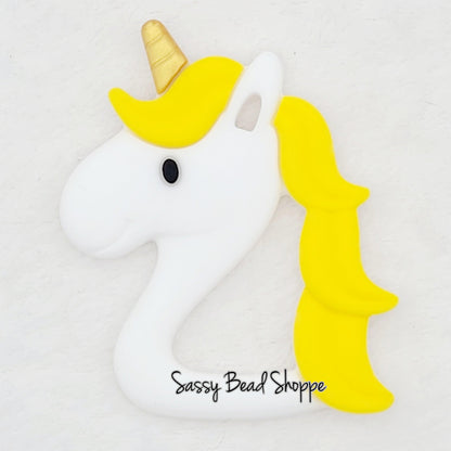 Yellow Unicorn Silicone Teething BPA Free Teething Pendant 100% Food Grade Silicone - Sassy Bead Shoppe